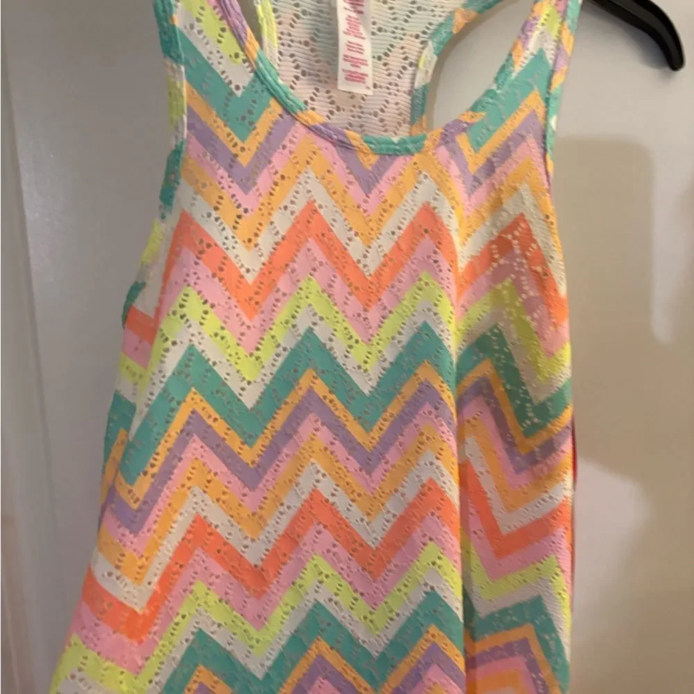 Colorful Justice Chevron Tank Style Coverup Girls Sz M /10